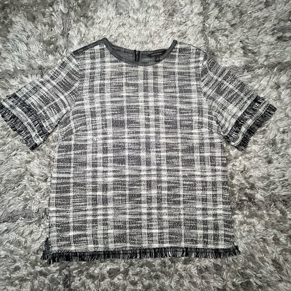Plaid Black and White Women's Top